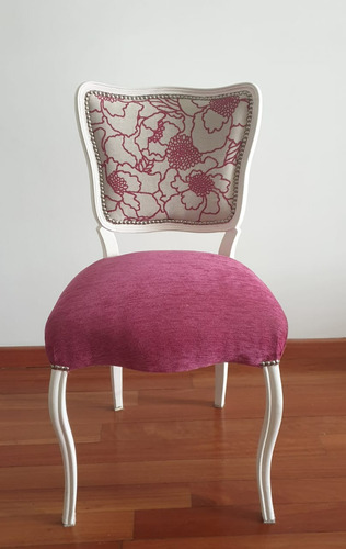 Silla Antigua Vintage Estilo Francés Luis Xv Rosa Blanco