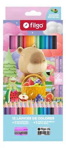 Lápices Filgo Fantasía X12 Colores + 2 Hb + Goma + Sacapunta