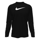 Polera De Natación Nike Long Sleeve Hydroguard Negro Hombre