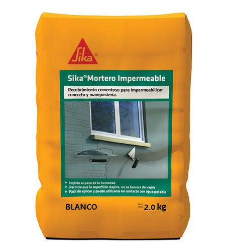 Sika Mortero Impermeable Blanco Recubrimiento X 2 Kg