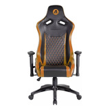 Silla Gamer Escritorio Aliver Black Orange Hunter Reclinable Color Negro Material Del Tapizado Cuero Sintético