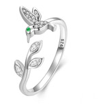 Anillo Diseño De Colibrí Ajustable En Plata Para Mujer