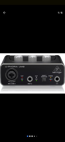 Behringer Um2 Placa De Sonido Usb 2 Canales Home Studio