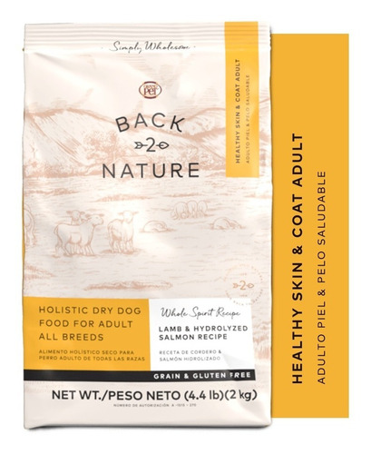 Alimento Back 2 Nature Piel Y Pelo Saludable Para Perro Adulto Todos Los Tamaños Sabor Cordero Y Salmón En Bolsa De 2kg