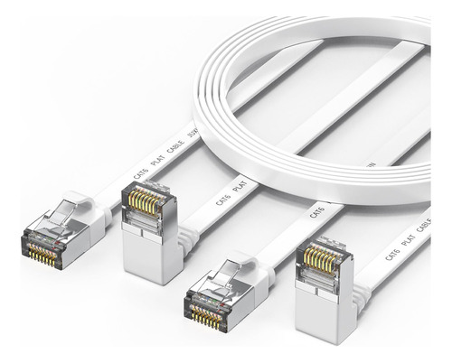 Paquete De 2 Cables Ethernet De 90 Grados, Plano, Corto, Cat