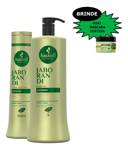 Kit Haskell Jaborandi Shamp Litro + Cond 500ml + Brinde