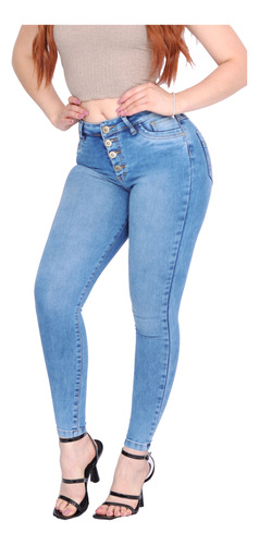 Umarah® Jeans Mujer Mezclilla Stretch Push Up Azul Lat02