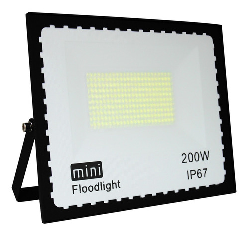 Mini Refletor Holofote Smd Led 200w Preto Ip67 6500k