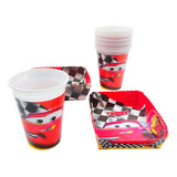 Kit 12 Vasos 12 Platos Decorativos Cars