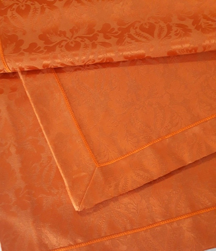 Toalha De Mesa Retangular 1.40x2.20m Em Jacquard Laranja 