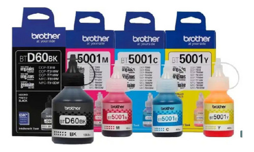 Kit De 4 Tintas Originales Brother - Bt-d60bk Bt5001 (c,m,y)