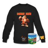 Poleron Cuello Polo + Taza, Donkey Kong, Nintendo, Juego Clasico, Arcade, Fans, Xxl