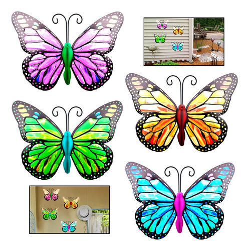 8 Pcs Mariposa Metálico Decoración Pared Escultura Jardín