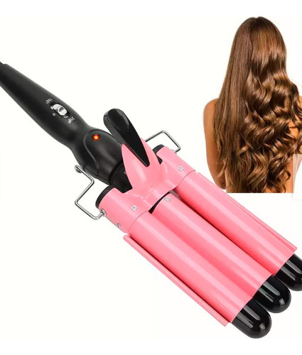 Ondulador Rizador De Pelo Triple Profesional Color Rosa