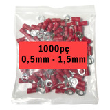 Kit 1000x Terminal Olhal P/ Cabos 0,5 A 1,5mm M5 Vermelho