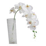 5 Orquídeas Artificial Toque Real Silicone Cor Branca Flor