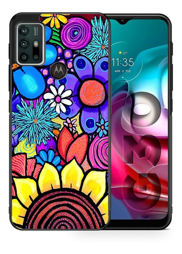 Funda Moto G30 Flores De Colores Tpu Uso Rudo