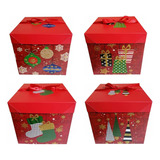 Pack 12 Cajas De Regalo Diseños De Navidad 22x22cm