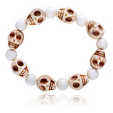 Pulsera Aretes Mujer Única De Estilo Punk Con Calavera Blanc