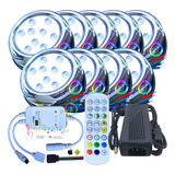 09 Refletor Led 9w Rgb Piscina Inteligente Wifi Fonte + Adap