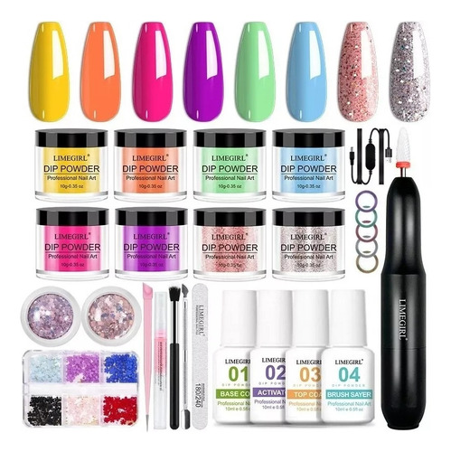 K Set De Uñas Dip Powder, Kit De Polvo Para Inmersión Con M