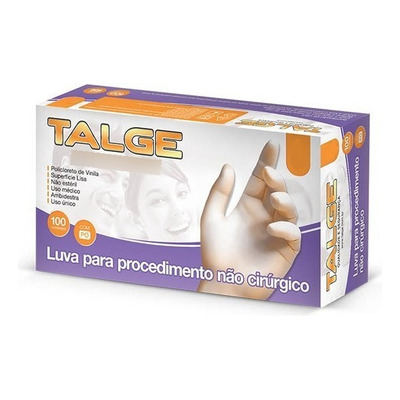 Luvas Descartáveis Talge Luva De Vinil Cor Transparente Tamanho M De Vinil Com Pó X 100 Unidades