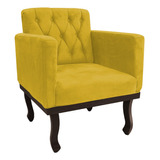 Poltrona Cadeira Capitonê Retrô Classic Suede Amarelo Recepção Sala De Estar Quarto Luxo Escritório - Am Decor