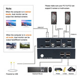 2 Port Dual Monitor Kvm Switch Hdmi 4k30hz, 2 Usb 2.0 Hub, S