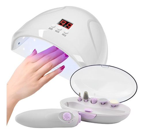 Lampara Led Secador De Uñas + Kit De Manicure Dremel 2 En 1 