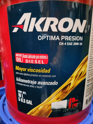 Aceite Multigrado Diesel 20w50 Optima Presion Ch4 Akron