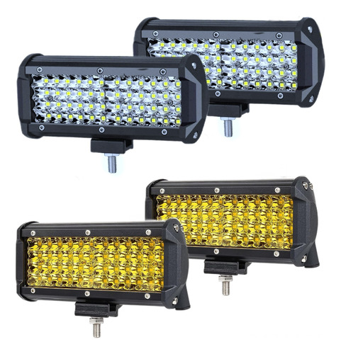 Par Faros Barras Led Auxiliares 7'' Blanco Ámbar 48 Led