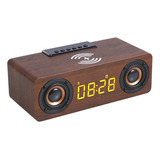 Altavoz Bluetooth Con Reloj Despertador Retro De Madera Con