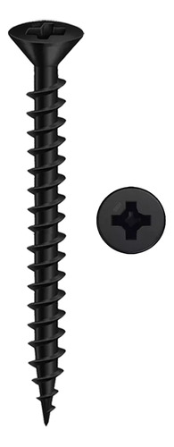 Tornillo Drywall Negro Paso Grueso Para Madera Punta Aguja 6 X 2 (3,5 X 50mm) Skyhard Caja Por 500 Unidades