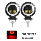 Par De Faros Redondos Ojo De Ángel 2 Led 20w Lupa 6d Rojo