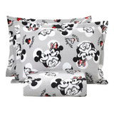 Kit Colcha Queen Piquet Licenciado Mickey E Minnie- Dohler Cor Cinza Nome Do Desenho Mickey E Minnie