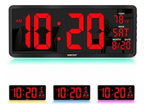 Yortot Reloj De Pared Digital Grande De 16.0 in Con Luz