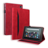 Funda De Piel Roja Para Tablet Amazon Kindle Fire 7 2022