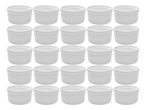 Kit 20x Ramekin Porcelana 40ml Molheira Recipiente Pequeno Cor Branco