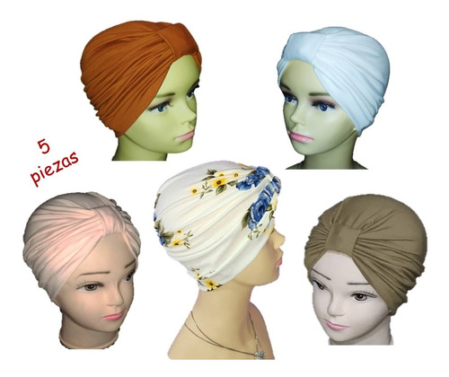 5 Turbantes Gorros Dama Mujer Oncológicos Quimio Alopecia.