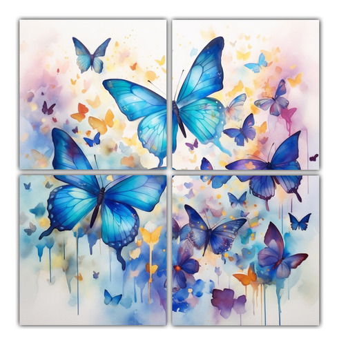 80x80cm Pinturas Decorativas Acuarela Con Mariposas Luminosa