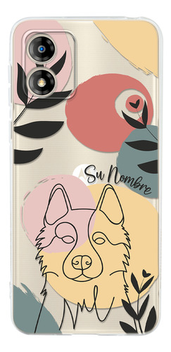 Funda Para Motorola Mujer Perro Husky Minimal Con Su Nombre