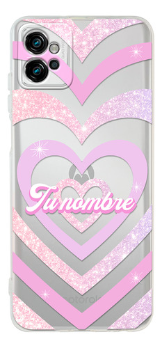 Funda Para Motorola Para Mujer Corazón Rosa Con Tu Nombre