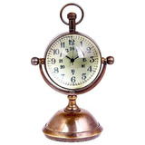 Reloj De Escritorio Y Estante De Latón Antiguo Brújul...