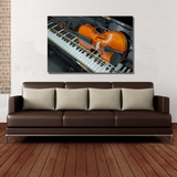 Cuadros Vanguardista Canvas Violín En Piano 