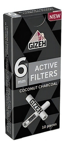 Filtro Gizeh Carbón Activado Coco X 10u 6mm Reutilizables Sabor Sin Sabor