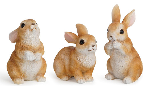 Conejos Peludos De Resina Para Decoración De Pascua, Juego D