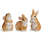 Conejos Peludos De Resina Para Decoración De Pascua, Juego D