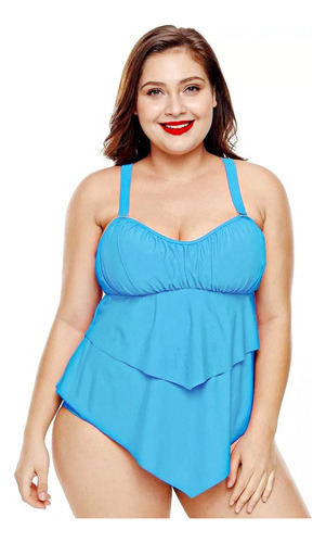 Traje De Baño Para Dama Gordita Curvy Blusón Largo Extra [u]