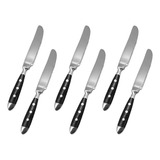 Set X6 Cuchillos De Mesa Volf Bistro Acero Inoxidable Negro