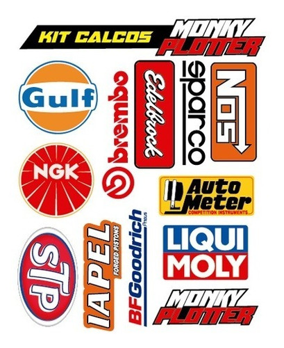 Calcos Gulf Edelbrock Auto Meter Iapel Ngk Noz Liqui Moly 